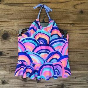Cat & Jack Girls Ruffle Bottom Halter Tie Bikini Top XL (14/16)